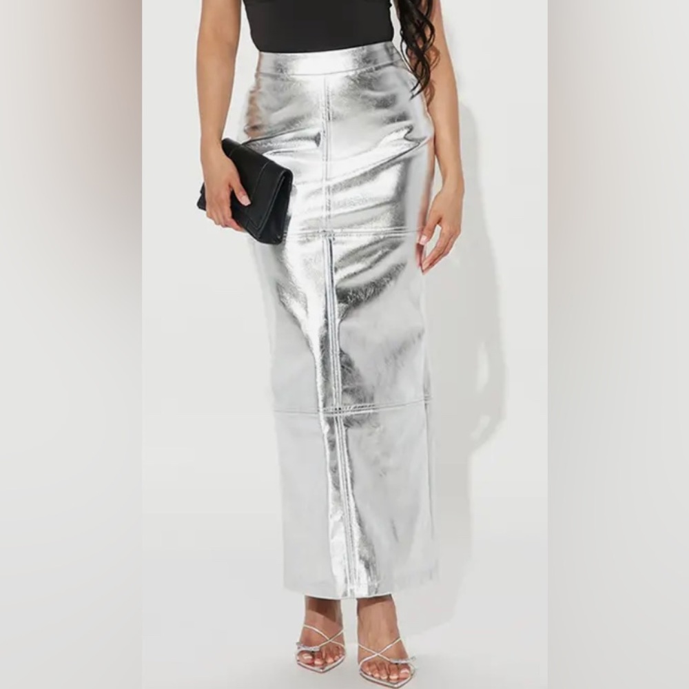 Platinum Silver Maxi Skirt